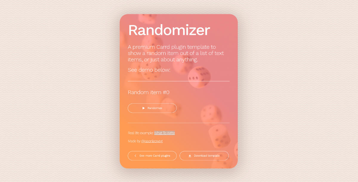 Randomizer Carrd plugin template